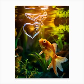 Goldfish In A Heart Shape Canvas Print