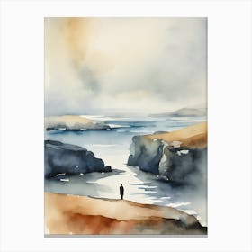 Abstract Watercolor Landscape Solitary Figure 2 Canvas Print