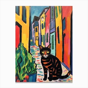 Painting Of A Cat In Lucca Italy2 Canvas Print