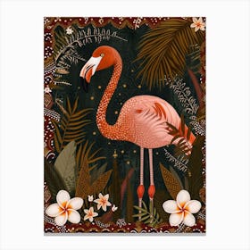 Greater Flamingo And Frangipani Boho Print 1 Canvas Print