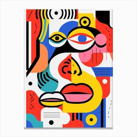 Line Pattern Face Illustration 3 Canvas Print
