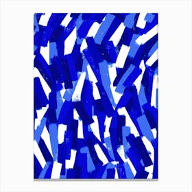 Abstract Blue And White Brush Stroke Pattern Canvas Print