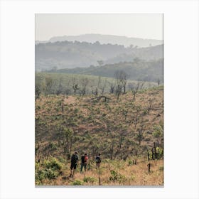 People Hiking In The Mountains Of Guinea In West Africa Canvas Print