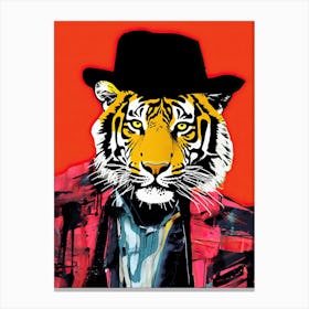 Stylish tiger in a hat Canvas Print