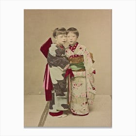 Two Children In Traditional Japanese Clothes Canvas Print