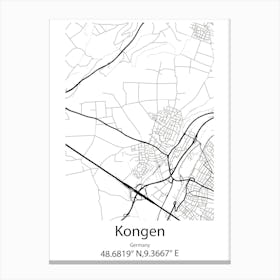 Kongen,Germany Minimalist Map Canvas Print