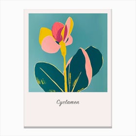 Cyclamen 1 Square Flower Illustration Poster Canvas Print