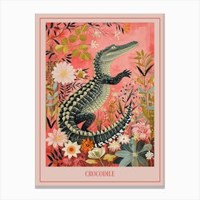 Floral Animal Painting Crocodile 3 Poster Canvas Print