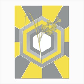 Vintage Gladiolus Ringens Botanical Geometric Art in Yellow and Gray n.259 Canvas Print