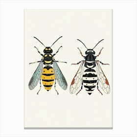 Colourful Insect Illustration Yellowjacket 9 Canvas Print