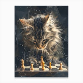 Cat Playing Chess Canvas Print