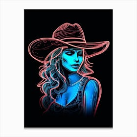 Neon Cowgirl Sign 2 1 Canvas Print
