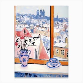 The Windowsill Of Prague   Czech Republic Snow Inspired By Matisse 4 Canvas Print