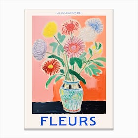 French Flower Poster Chrysanthemum 2 Canvas Print
