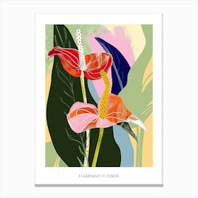 Colourful Flower Illustration Poster Flamingo Flower 3 Canvas Print
