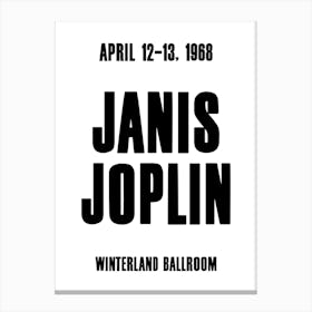 Janis Joplin 1968 Concert Poster Canvas Print