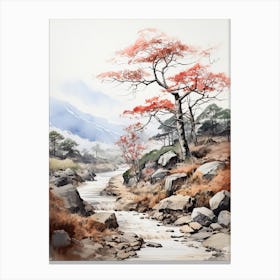 Shirakawa Go In Gifu, Japanese Brush Painting, Ukiyo E, Minimal 1 Canvas Print