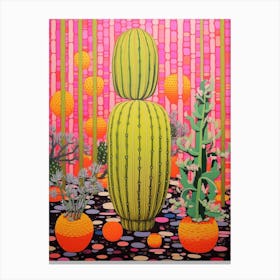 Mexican Style Cactus Illustration Lemon Ball Cactus Canvas Print