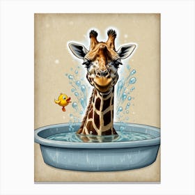 Giraffe Bathing Canvas Print