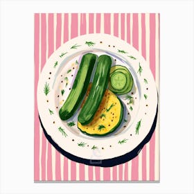 A Plate Of Courgettes, Top View Food Illustration 4 Canvas Print