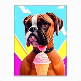 Boxer Dog With Ice Cream 2 Canvas Print