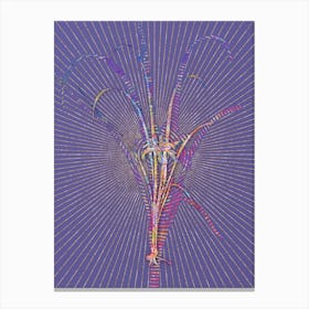 Geometric Grass Leaved Iris Mosaic Botanical Art on Veri Peri n.0126 Canvas Print