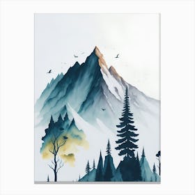 Mountain And Forest In Minimalist Watercolor Vertical Composition 247 Canvas Print