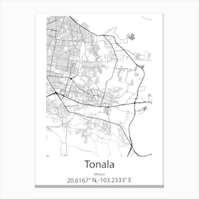 Tonala,Mexico Minimalist Map Leinwandbilder