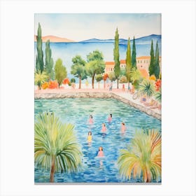 Swimming In Zadar Croatia Watercolour Canvas Print