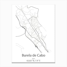 Burela De Cabo,Spain Minimalist Map Canvas Print