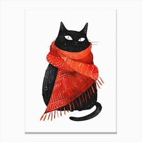 Black Cat With Scarf 1 Canvas Print