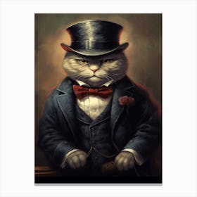 Gangster Cat Scottish Fold 3 Canvas Print