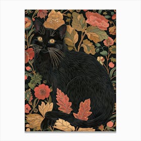 Black Cat In Autumn Canvas Print