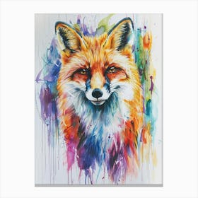 Fox Colourful Watercolour 4 Canvas Print