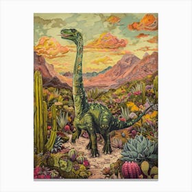 Dinosaur In The Desert Painting Canvas Print