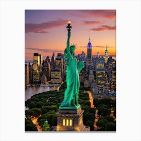 Statue of Liberty The Hustle Beneath the Towers Canvas Print