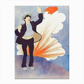 Vintage Workman With A Red Flag Illustration, Edward Penfield Canvas Print