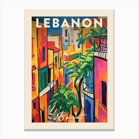 Beirut Lebanon 4 Fauvist Painting  Travel Poster Canvas Print