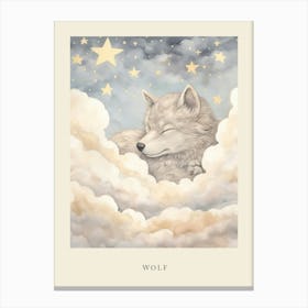 Sleeping Baby Wolf 1 Nursery Poster Canvas Print