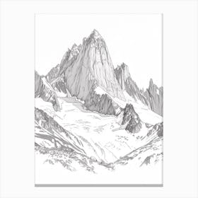 Mount Whitney Usa Line Drawing 5 Canvas Print