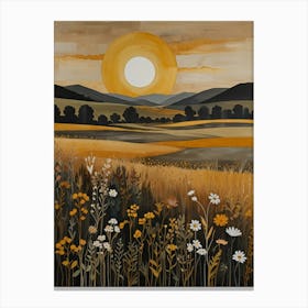 Sunset In The Meadow Canvas Print