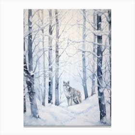 Winter Watercolour Lynx 2 Canvas Print