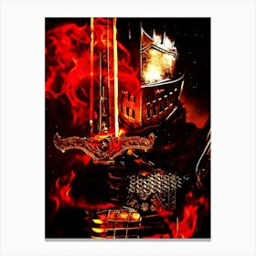 Knight In Flames drk souls Canvas Print