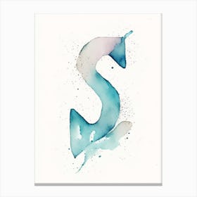 S, Letter, Alphabet Minimalist Watercolour 1 Canvas Print