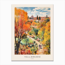 Autumn City Park Painting Villa Borghese Gardens Rome 1 Poster Canvas Print