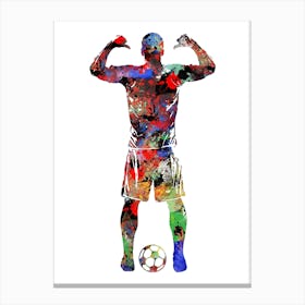 Male Soccer Player Watercolor Football 3 Canvas Print