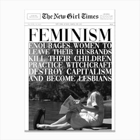 Feminism Quote Newspaper Funny Typography Canvas Print