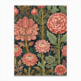 William Morris Print Pink Chrysanthemums Canvas Print