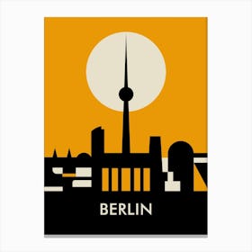 Berlin Skyline Orange Canvas Print