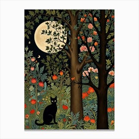 Cat In The Forest Style William Morris 2 Canvas Print